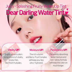 ETUDE Dear Darling Water Tint Naranja Ade en mejillas, rubor ligero y jugoso.