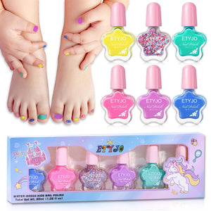 ETyJO set de esmaltes para niños con colores arcoíris para juego creativo.