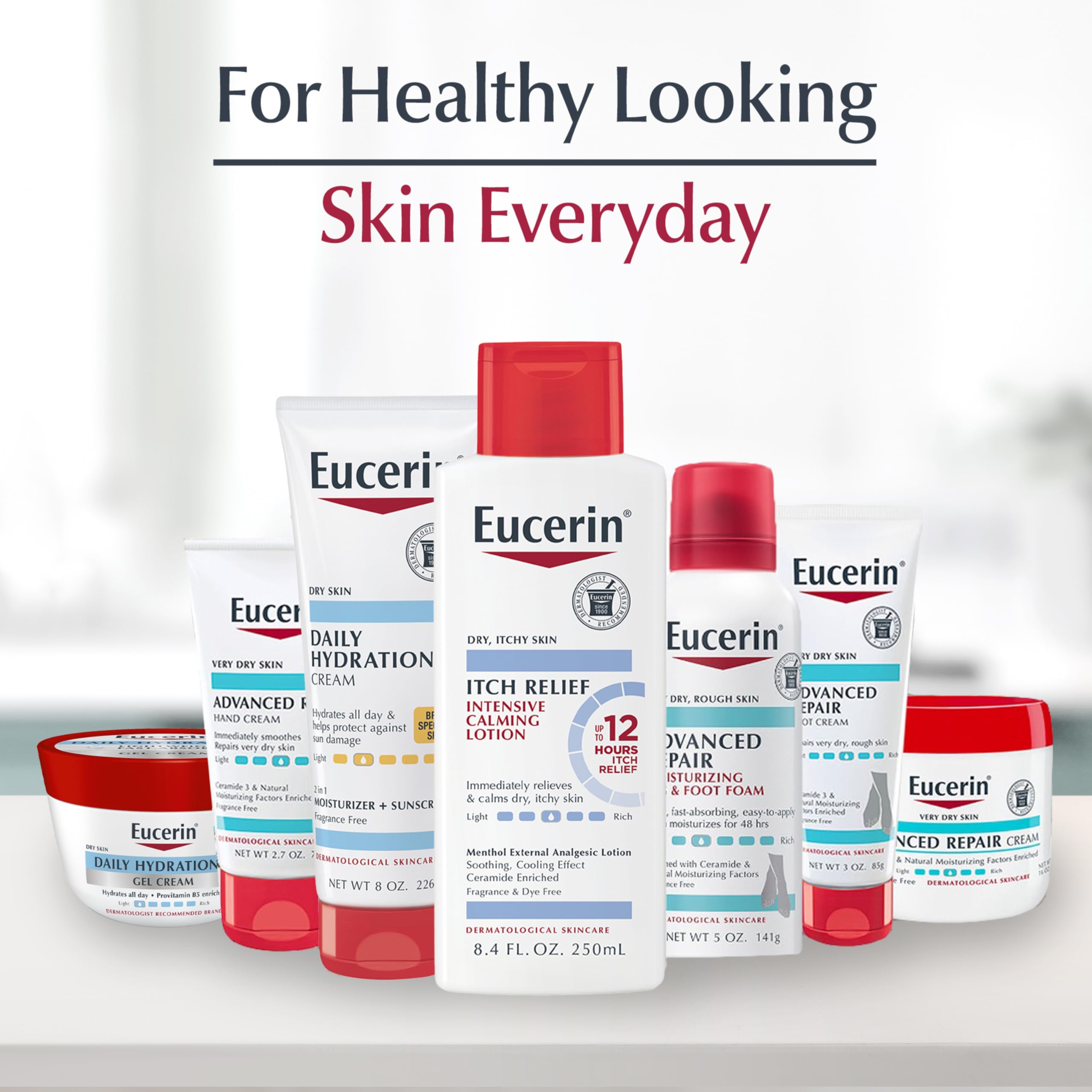 Aplicación suave de Eucerin que cuida la piel en rutina diaria.
