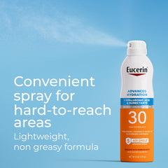 Eucerin Hidratación duradera de 8 horas en spray para uso diario.