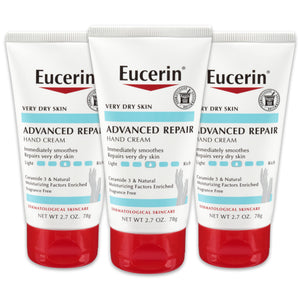 La crema de manos Eucerin Reparación Avanzada para uso diario, textura suave.