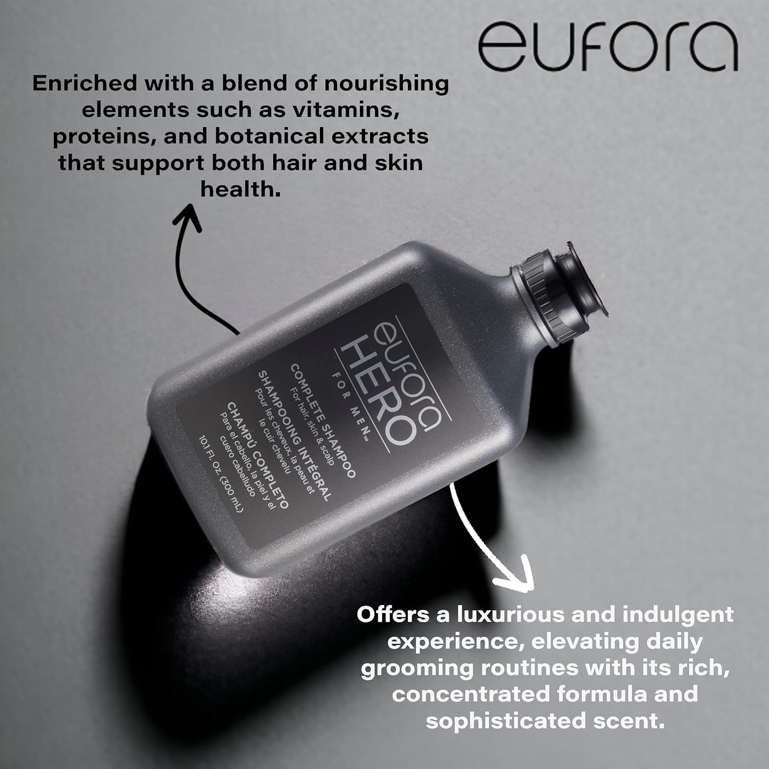 Rutina diaria con Eufora Hero para Hombres para cabello equilibrado.