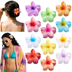 Clip Eunhdet flor hawaiana amarilla, sujeción fiable para peinados diarios.