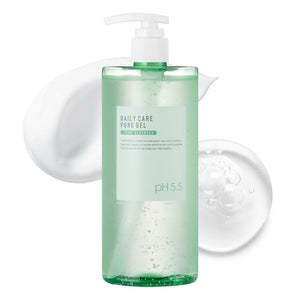 Limpieza facial suave con gel espumoso de EUNYUL en bomba para uso diario.