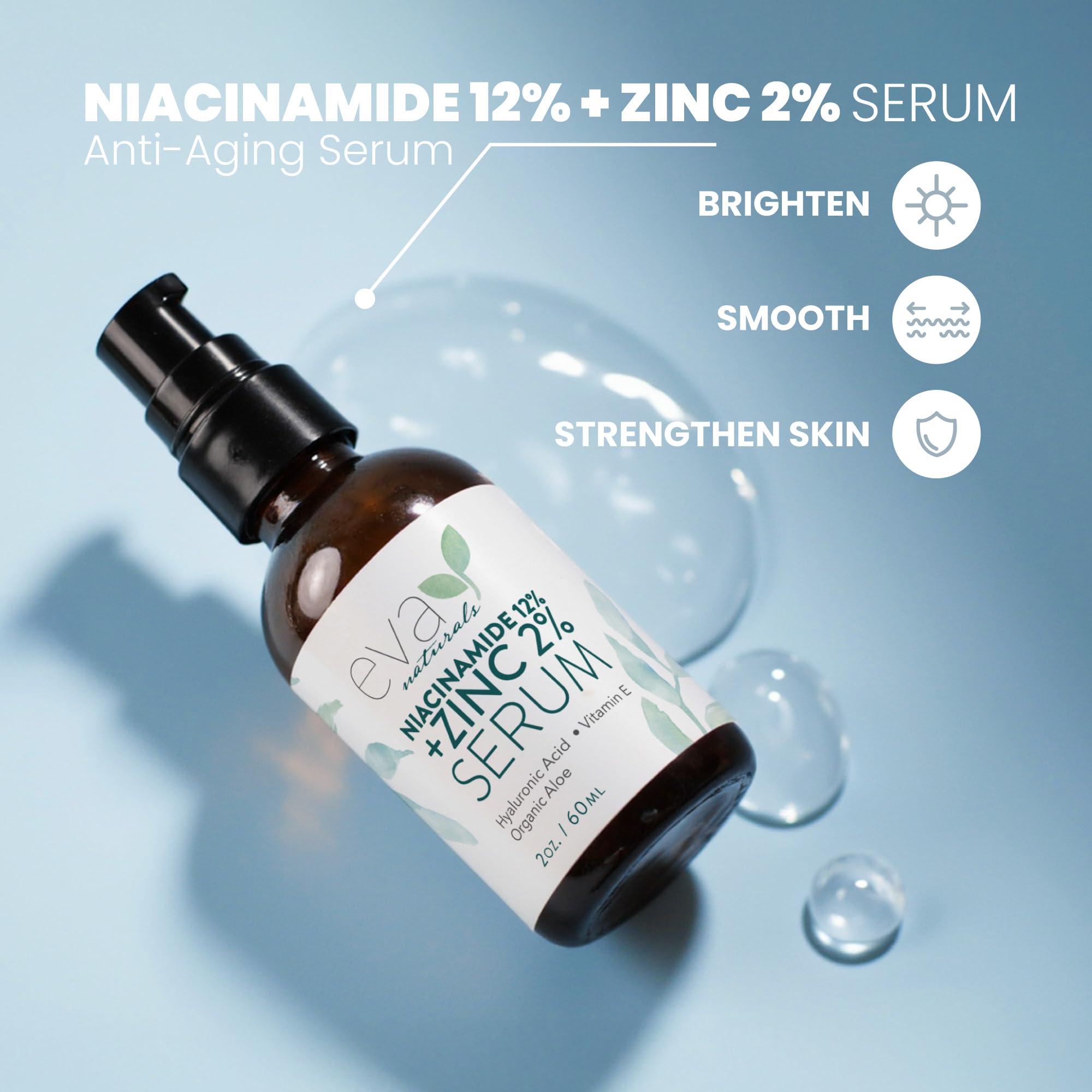 Aplicador de Eva Naturals Niacinamida 12% + Zinc para una aplicación precisa