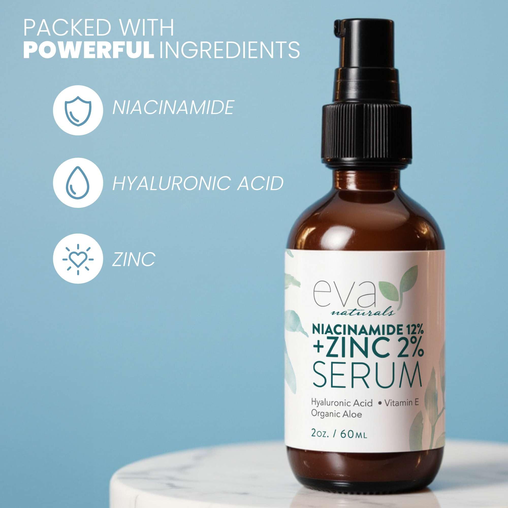 Cuidado diario ligero con Eva Naturals Niacinamida 12% + Zinc