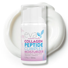Eva Naturals crema de péptidos de colágeno en frasco, hidratación profunda para la piel.