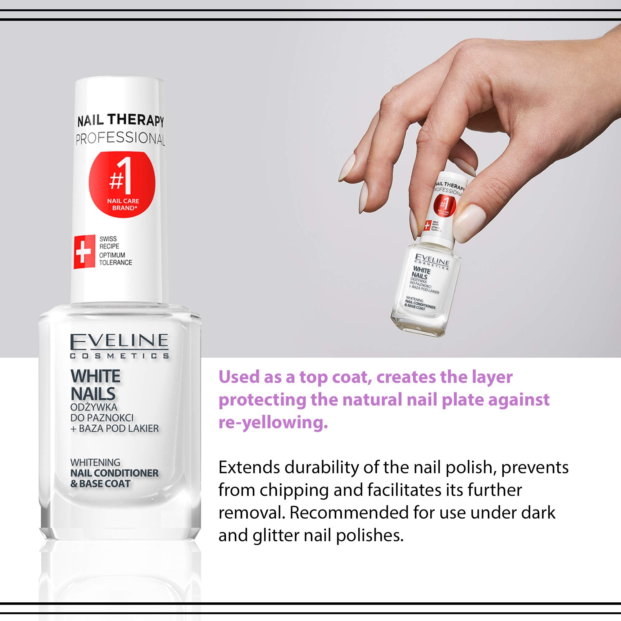 Compatibilidad con esmaltes oscuros y brillos usando Eveline 3 en 1