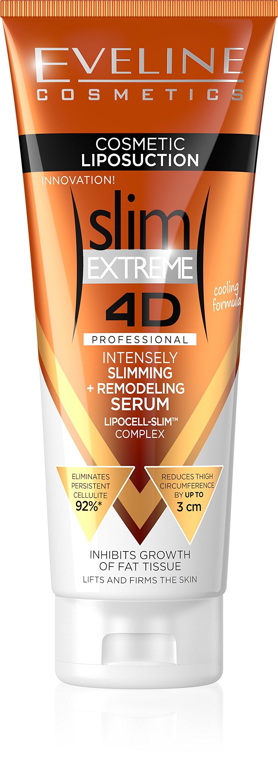 EVELINE Slim Extreme 4D Serum, botella: favorece la lipólisis localizada.