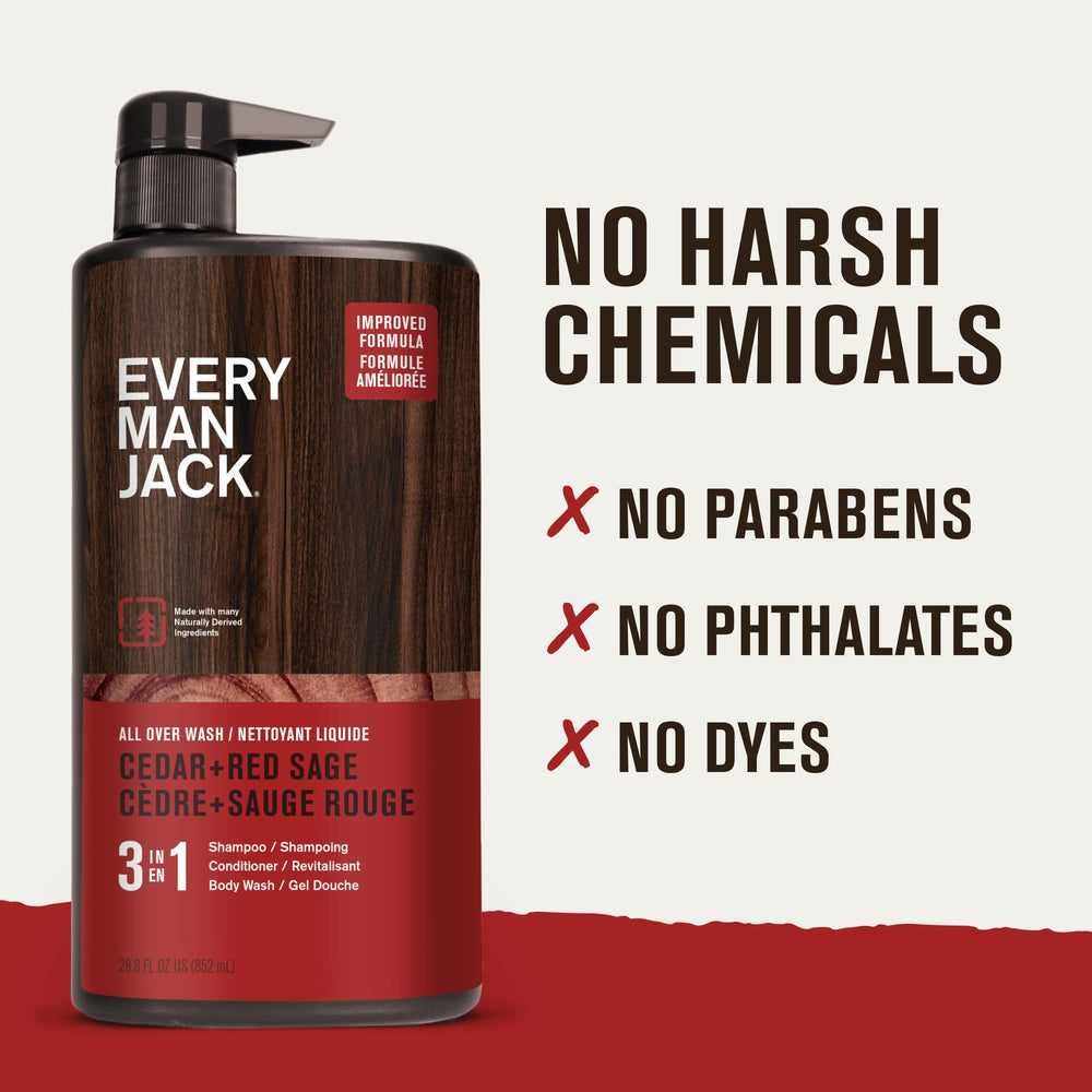 Every Man Jack Cedar + Red Sage, cuidado multiuso para cuerpo y cabello.