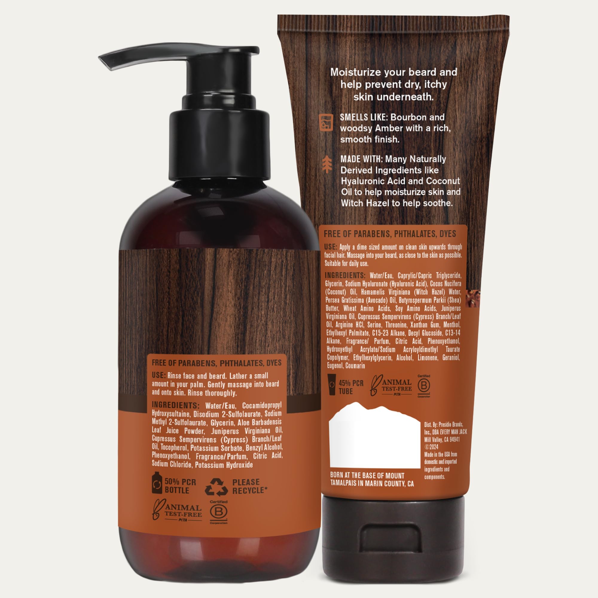 Every Man Jack cuidado diario para barba y piel con aroma agradable.