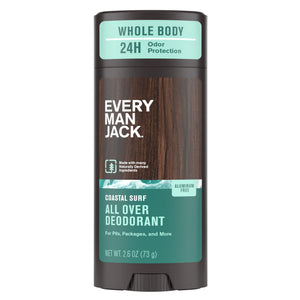 Every Man Jack Desodorante Todo el Cuerpo, botella, aroma costero para protección diaria.