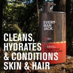 Every Man Jack Cedar + Red Sage, etiqueta clara para identificar aroma y uso.