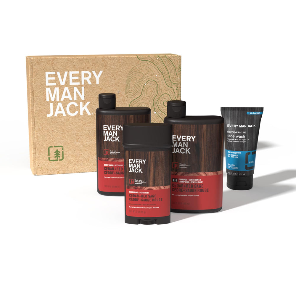 Every Man Jack ingredientes sin irritantes para uso diario suave.