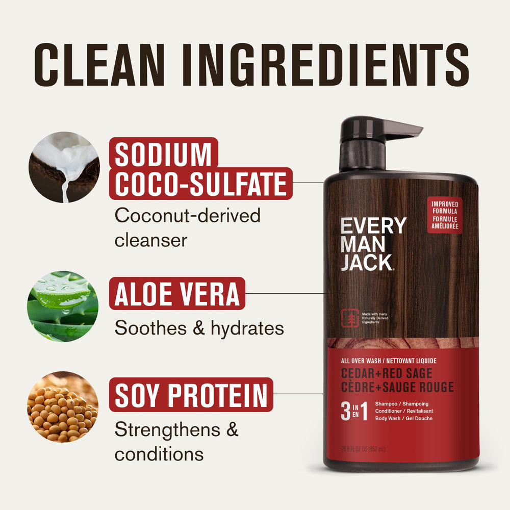 Every Man Jack Cedar + Red Sage, pack de dos unidades para ahorro y consistencia.