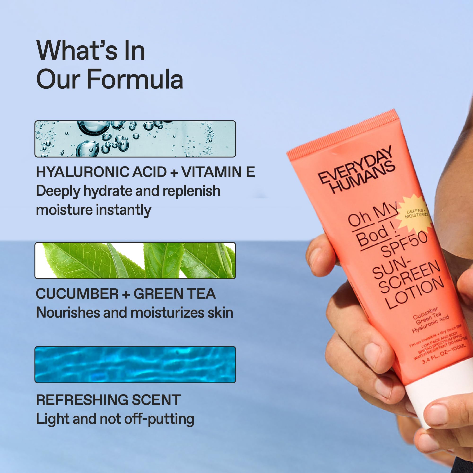 Oh My Bod SPF50 uso diario fácil y cómodo.