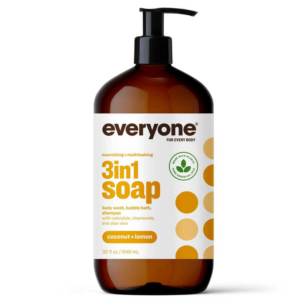 Everyone 3-en-1 Jabón Coco Limón: botella de 32 oz en envase reciclado para ducha sostenible.