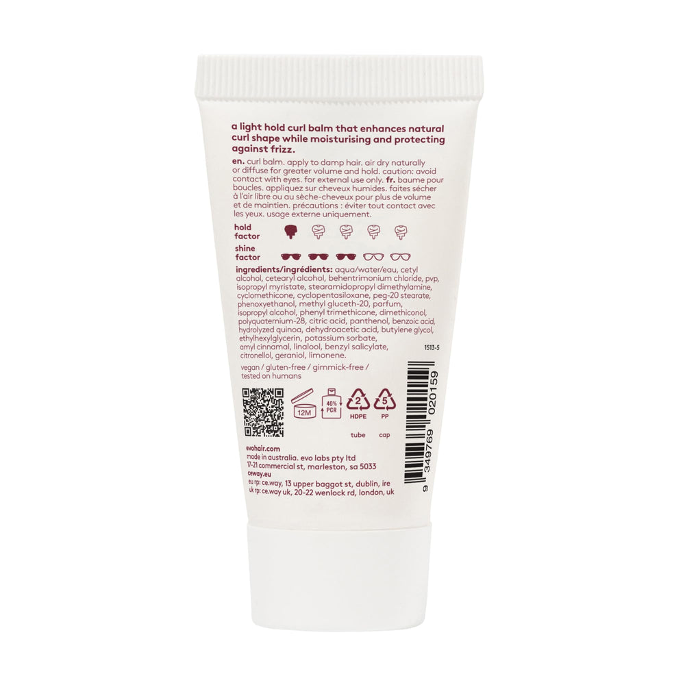EVO Liquid Rollers Balm control de humedad para rizos, reducción de encrespamiento.