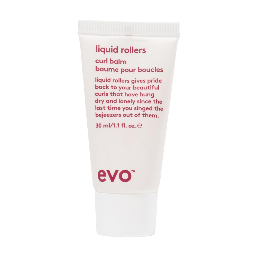 EVO Liquid Rollers Balm define rizos con textura suave y control de frizz.