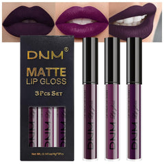 evpct 3 piezas labial líquido mate morado oscuro, color intenso para noches
