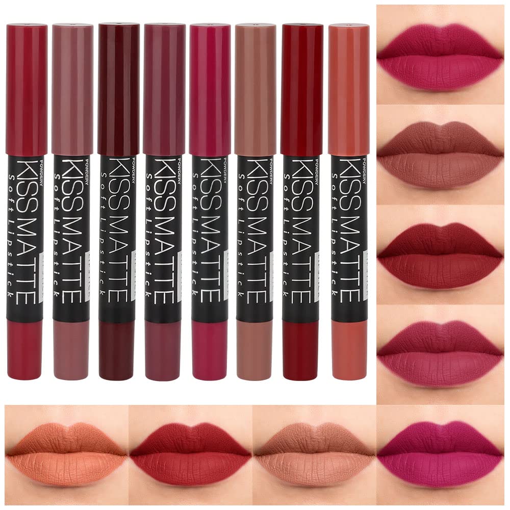 Evpct conjunto de labiales mate, 8 unidades, para acabados duraderos y versátiles.