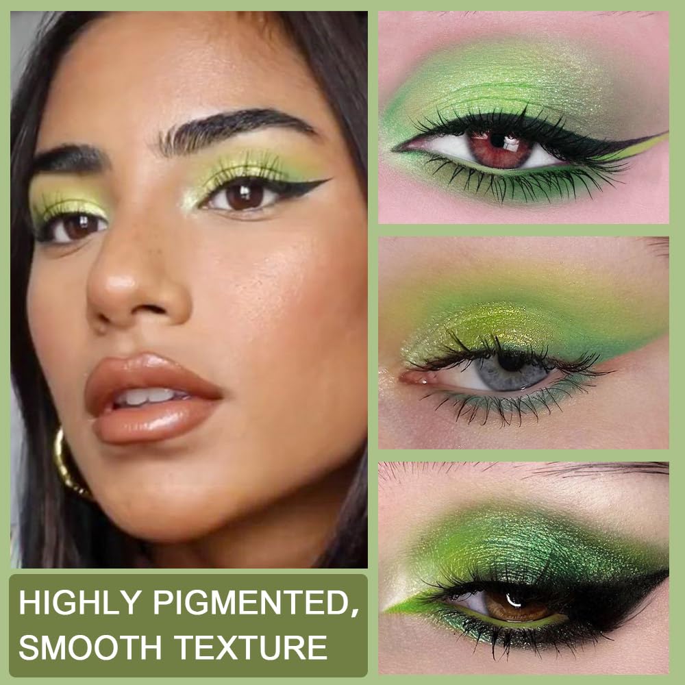 evpct Paleta sombras verdes acabado metálico para looks intensos.