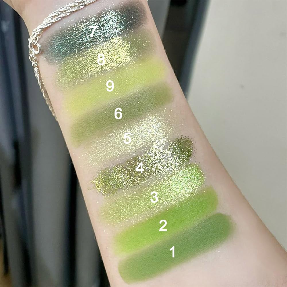 evpct Paleta sombras verdes pigmentación rica y aplicación suave.