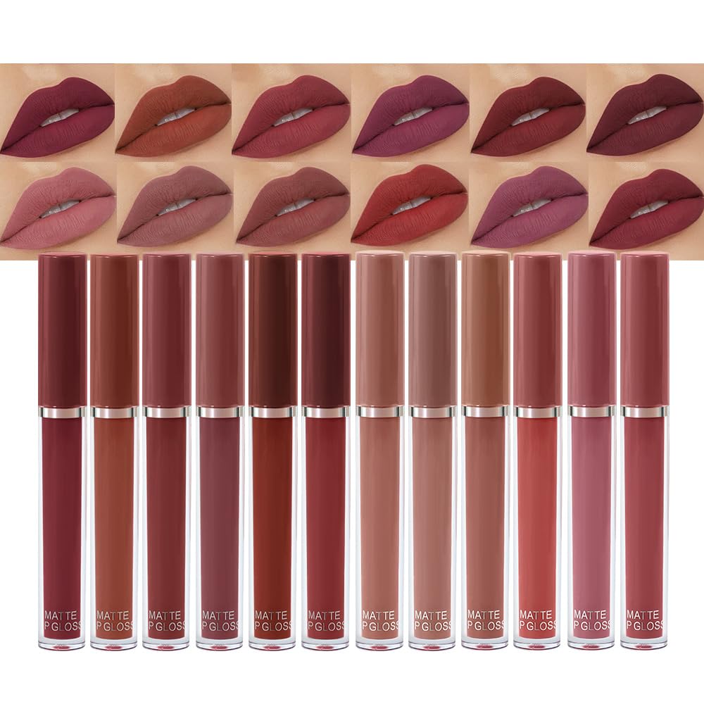 evpct set labial liquido 12unidades caja: caja de 12 labiales líquidos para looks variados
