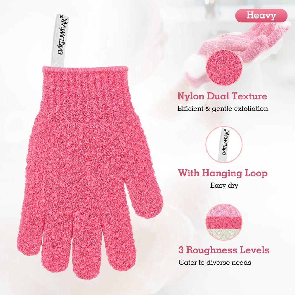 Evridwear guante exfoliante con gancho para secado al aire