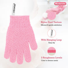 Evridwear guantes exfoliantes con lazo de colgar, limpieza eficaz de piel muerta.