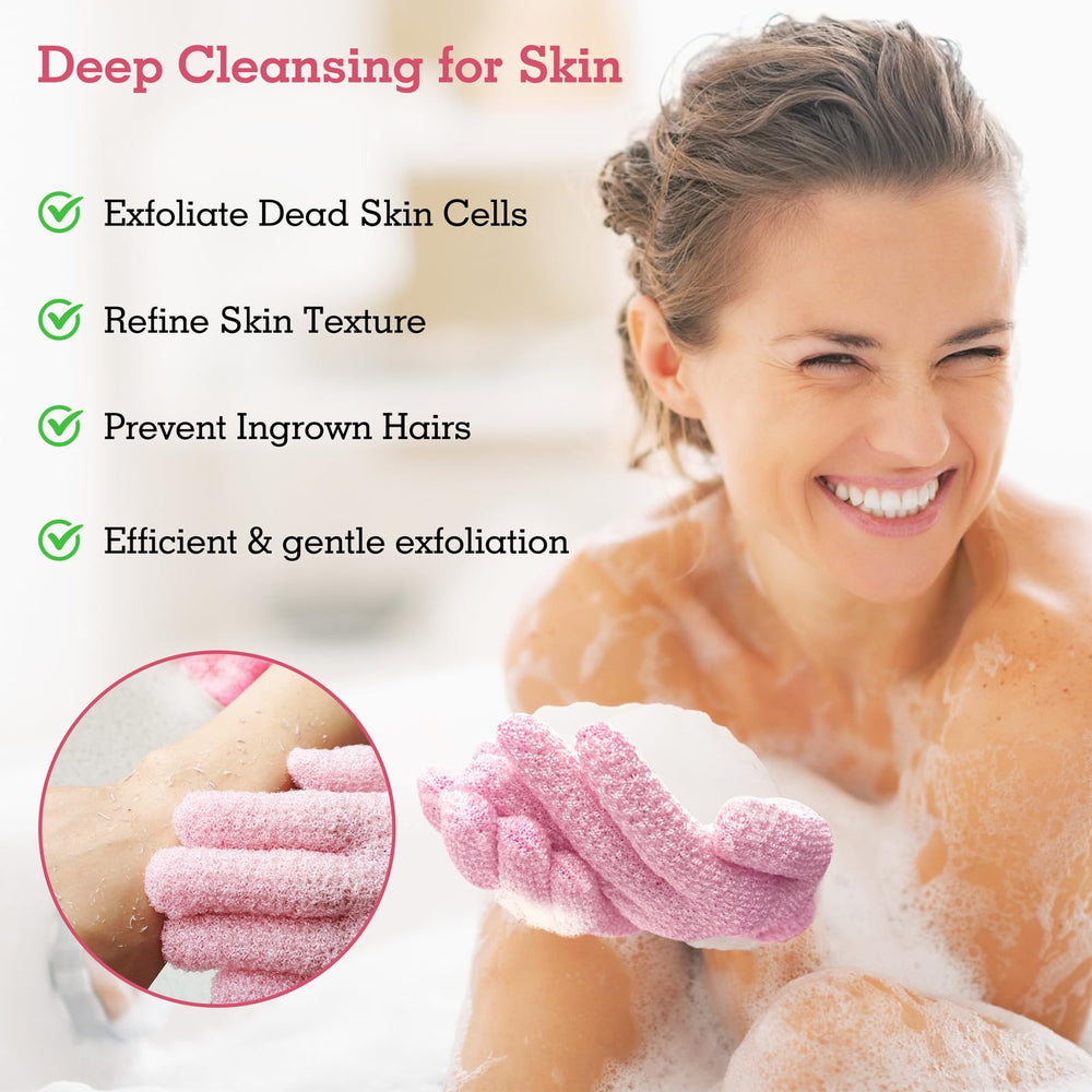 Guantes exfoliantes Evridwear para ducha, textura dual y limpieza eficiente