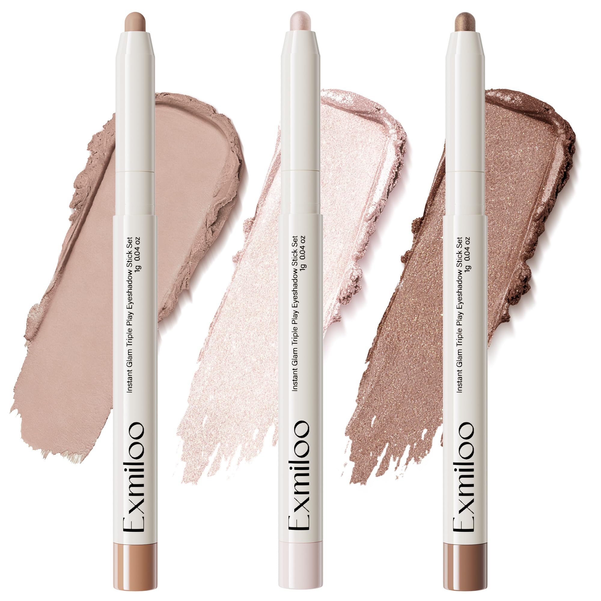 Exmiloo sombra-stick con brillo suave para ojos, acabado natural y duradero
