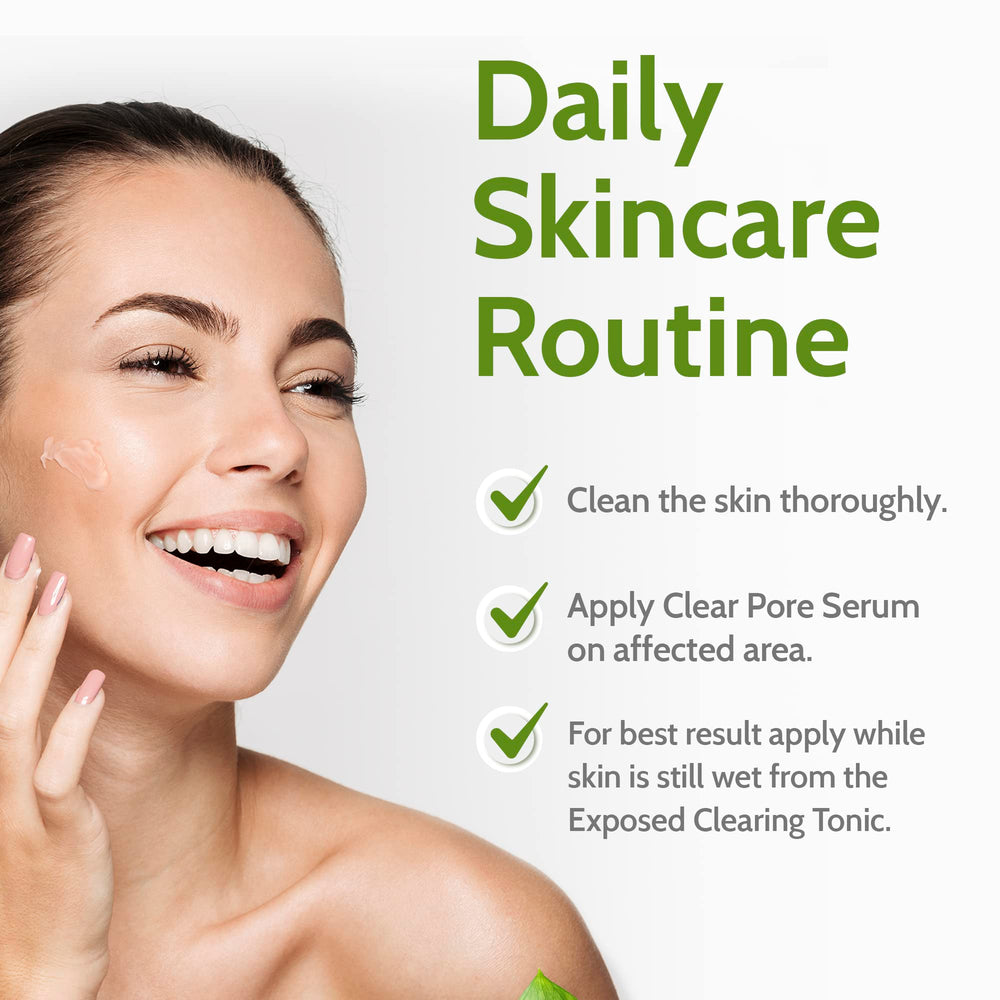 Exposed Skin Care claridad-poros describe la reducción visual de poros al uso nocturno.