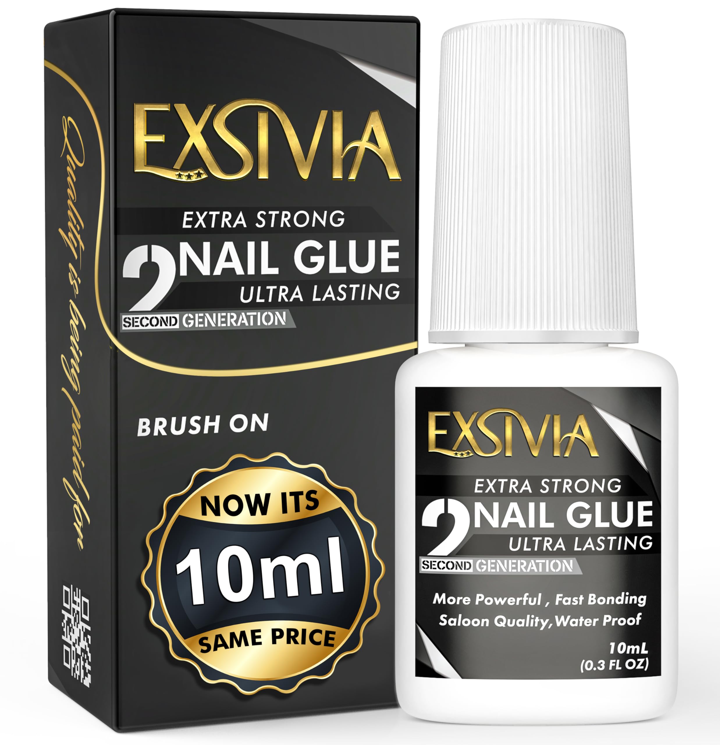 EXSIVIA pegamento uñas con brocha para aplicación limpia y uniforme