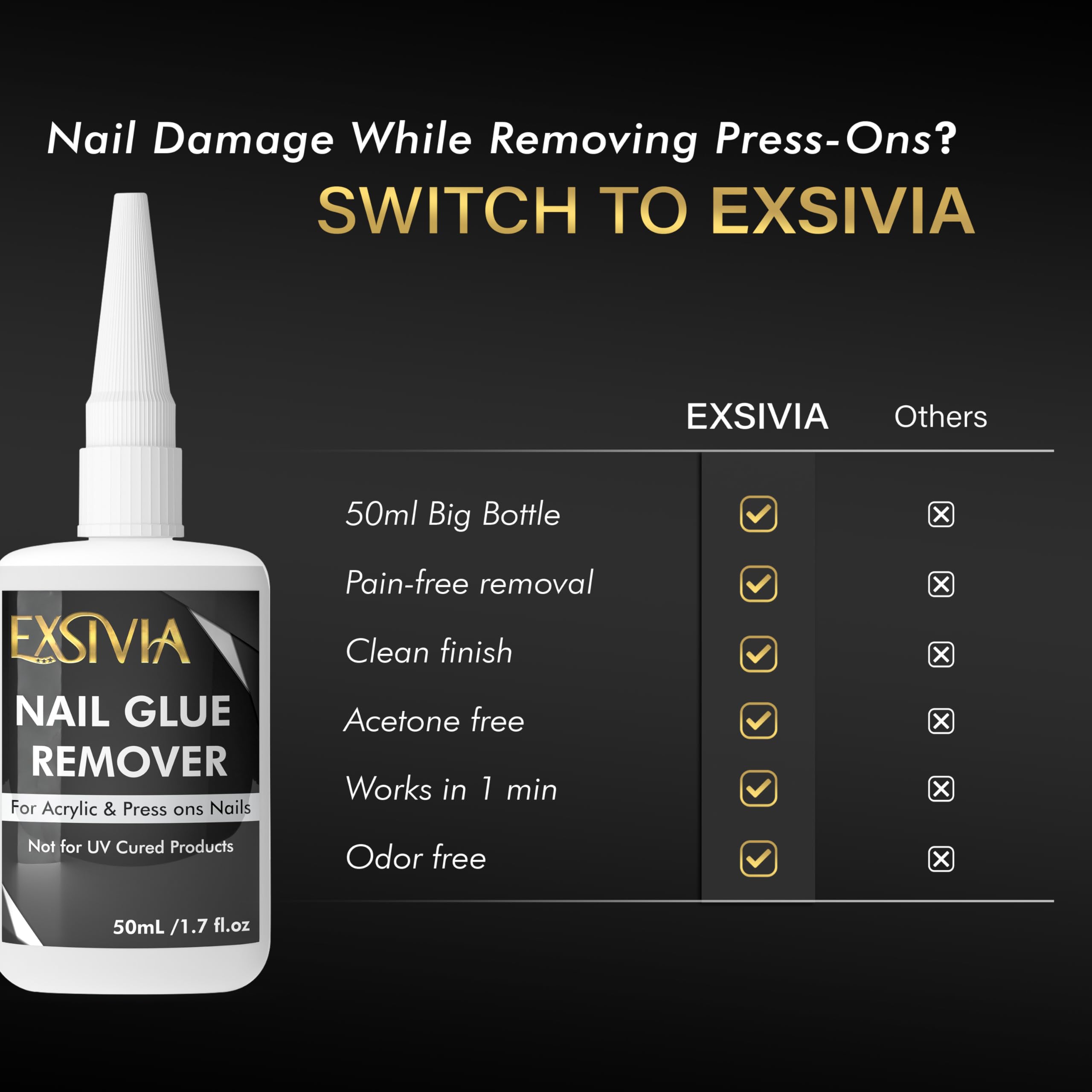 EXSIVIA remoción rápida de pegamento, ideal para cambios de estilo.