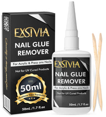EXSIVIA removedor de pegamento para uñas 50 ml, botella segura para uso doméstico.