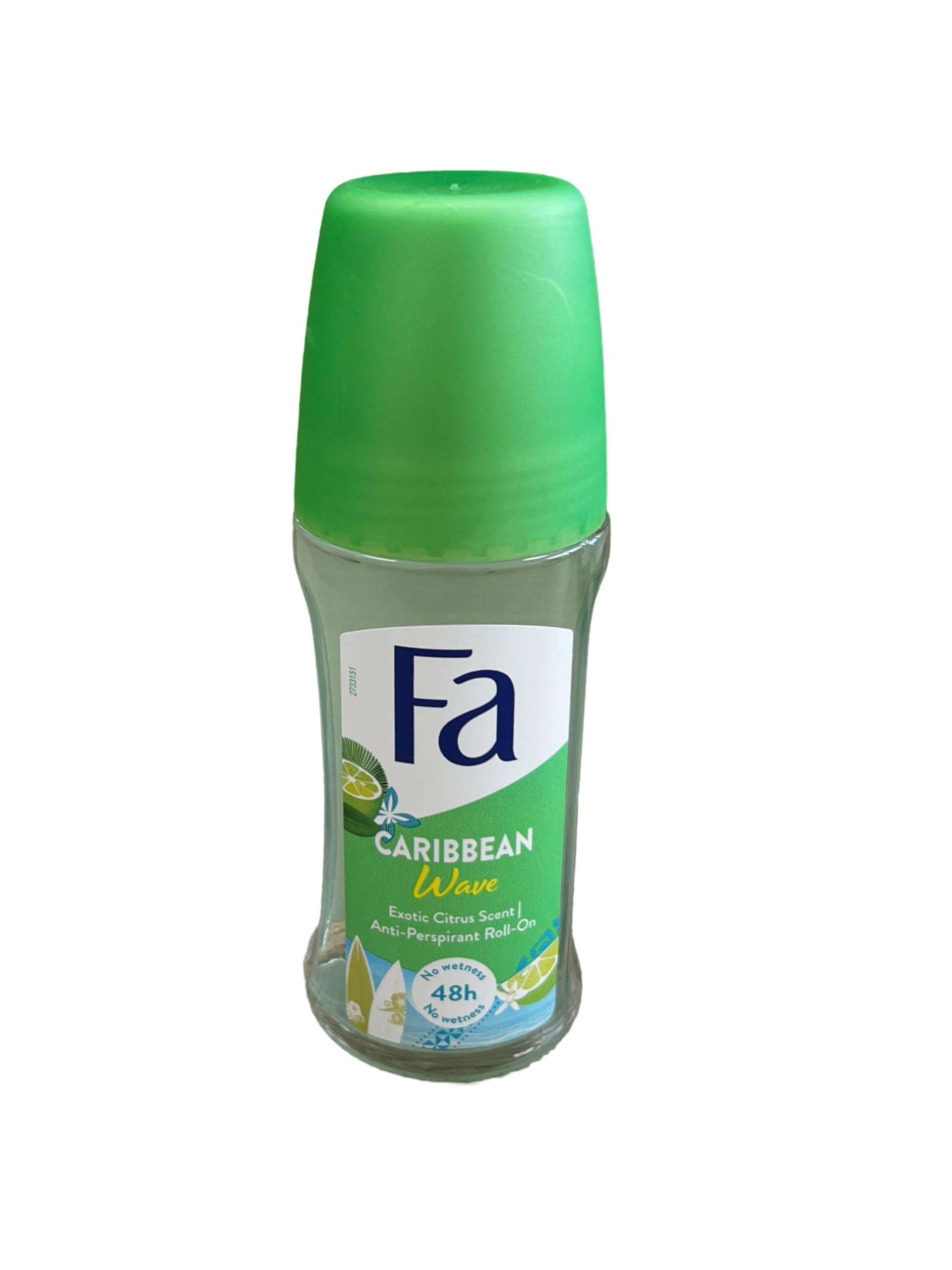 Fa Desodorante Roll-On Limon Caribeño, aplicador cómodo para protección continua.