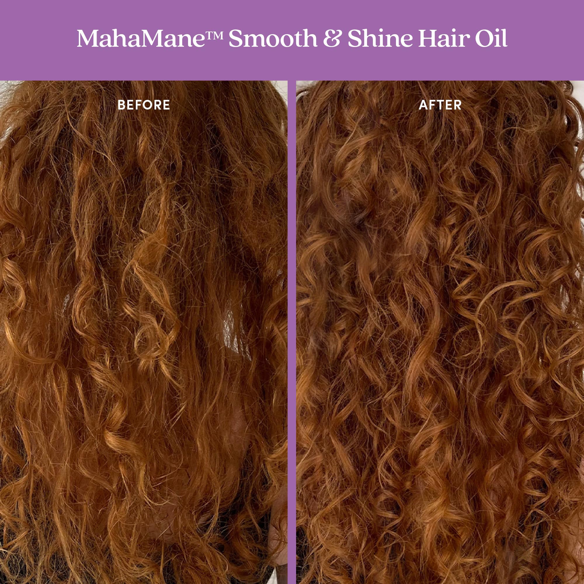 Sérum MahaMane para cabello rizado y liso, reduce encrespamiento y aporta suavidad.