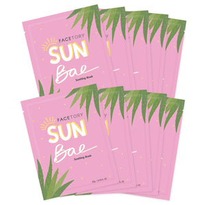 FACETORY Sun Bae mascarilla con aloe para hidratación suave y fresca.