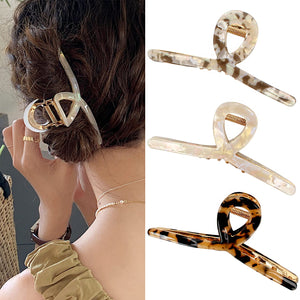 FAELBATY garras mariposa acetato blanco perlado, ideal para cabello grueso y fijación duradera.