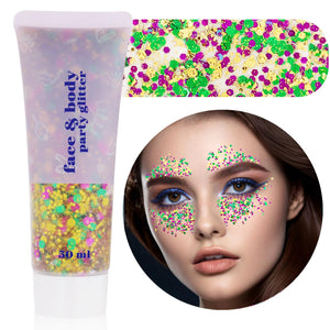 faglowmify Mardi Gras purpurina para cara con brillo holográfico, ideal para festivales