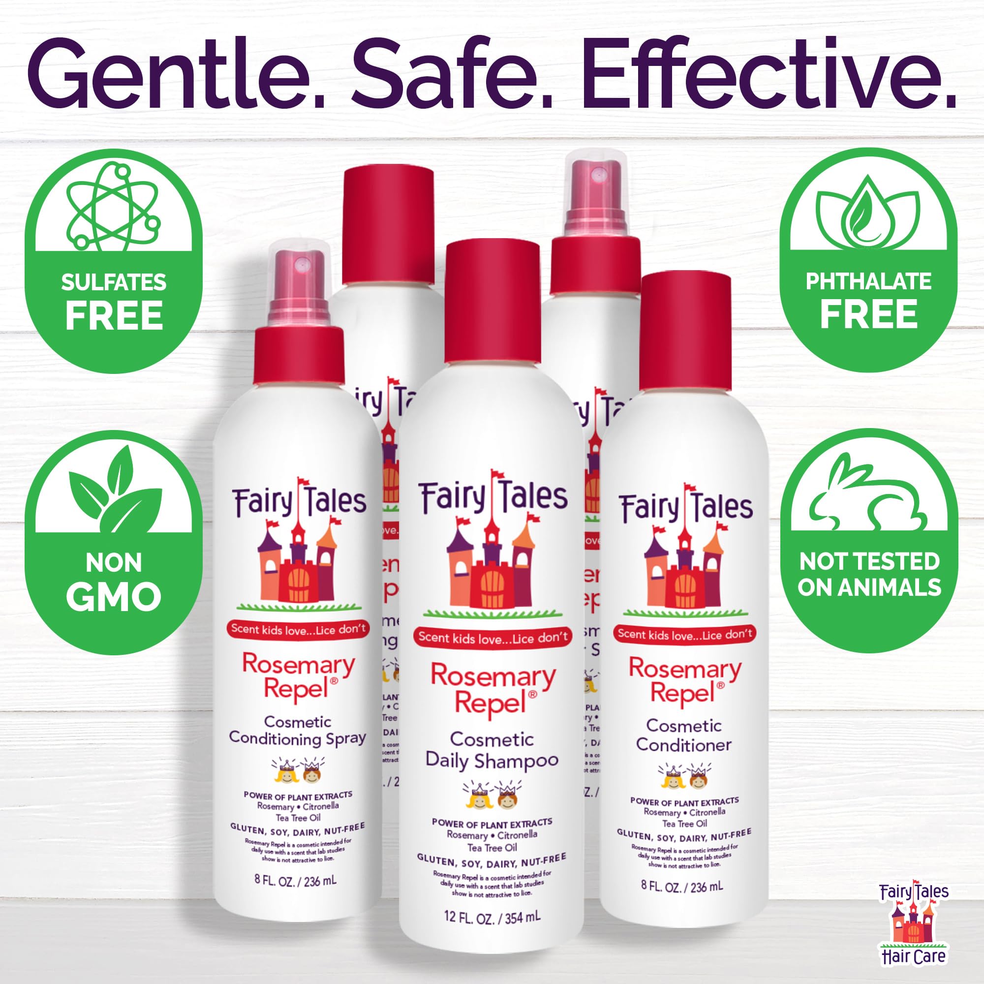 Fairy Tales Rosemary Repel Champú, aplicación suave para peques activos.