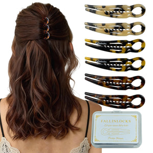 Fallinlocks horquillas con diseño curvo para ajuste cómodo y discreto.