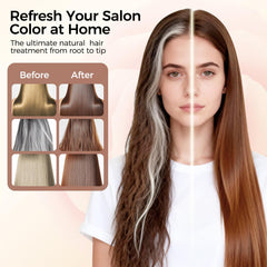 Famyu champú tinte castano: muestra de color en cabello gris.