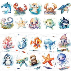 Tatuajes marinos de Fancy Land en paquete completo para fiestas.