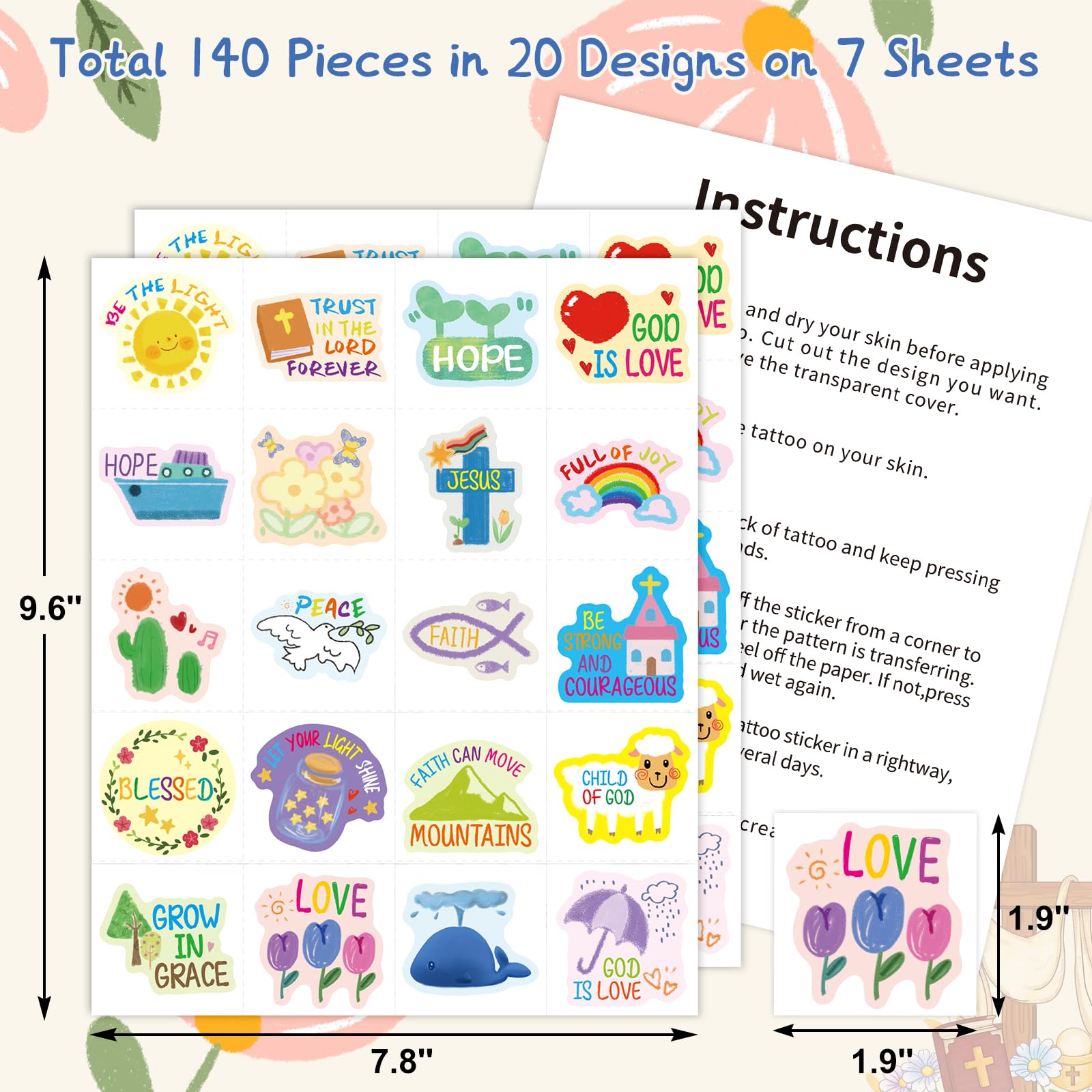 Diseños bíblicos con escritura, cruces y flores para actividades creativas.
