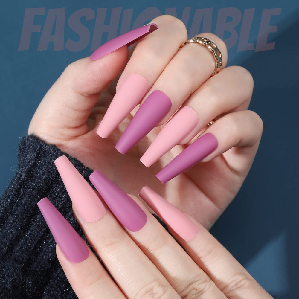 Uñas Fandamei con diseño ballerina coffin para uñas alargadas