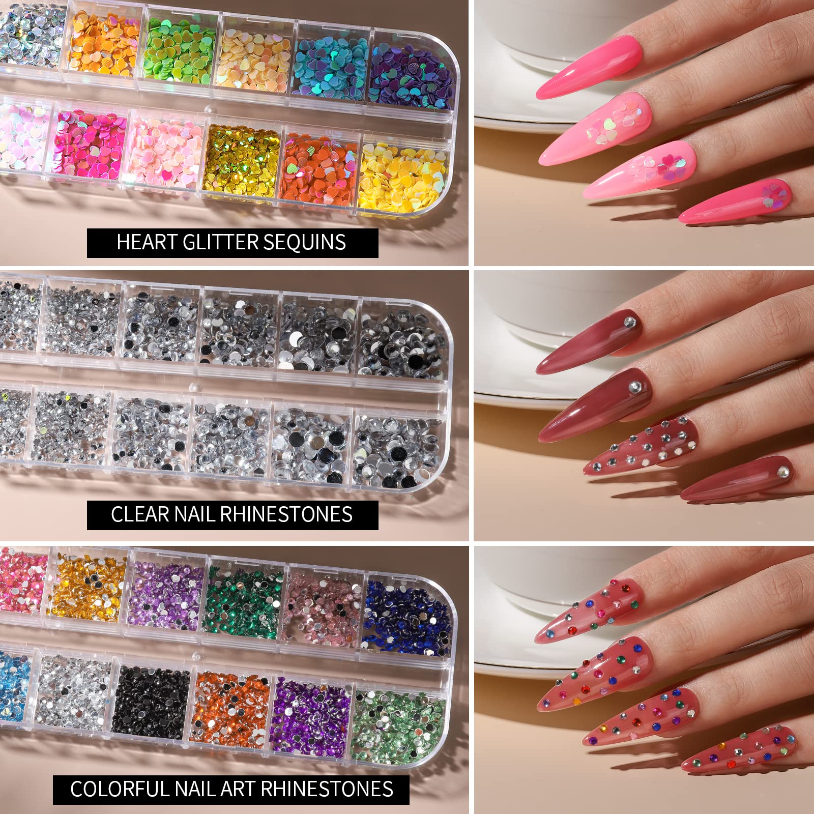 Purpurina corazon Fandamei para adornos elegantes en uñas