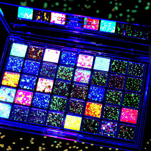 Fandamei paleta glitter 40 colores, brillan en la oscuridad para looks nocturnos