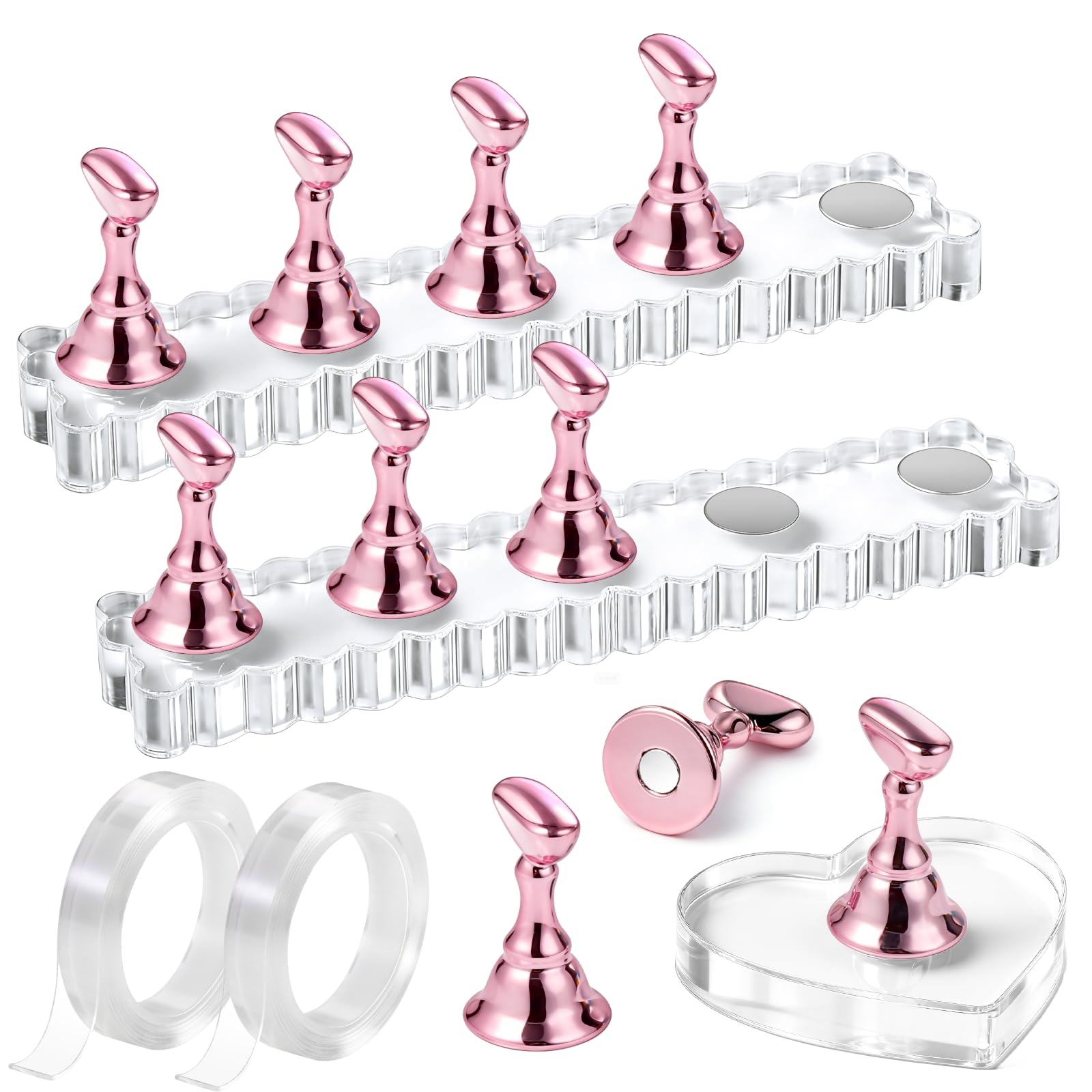 Fandamei: soportes para uñas 2-set con base magnética para practicar con estabilidad.